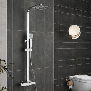 Coluna de duche termostática Aica, duche de casa de banho, chuveiro  quadrado grande e torneira em aço inoxidável cromado, chuveiro chuva,  80-120 cm