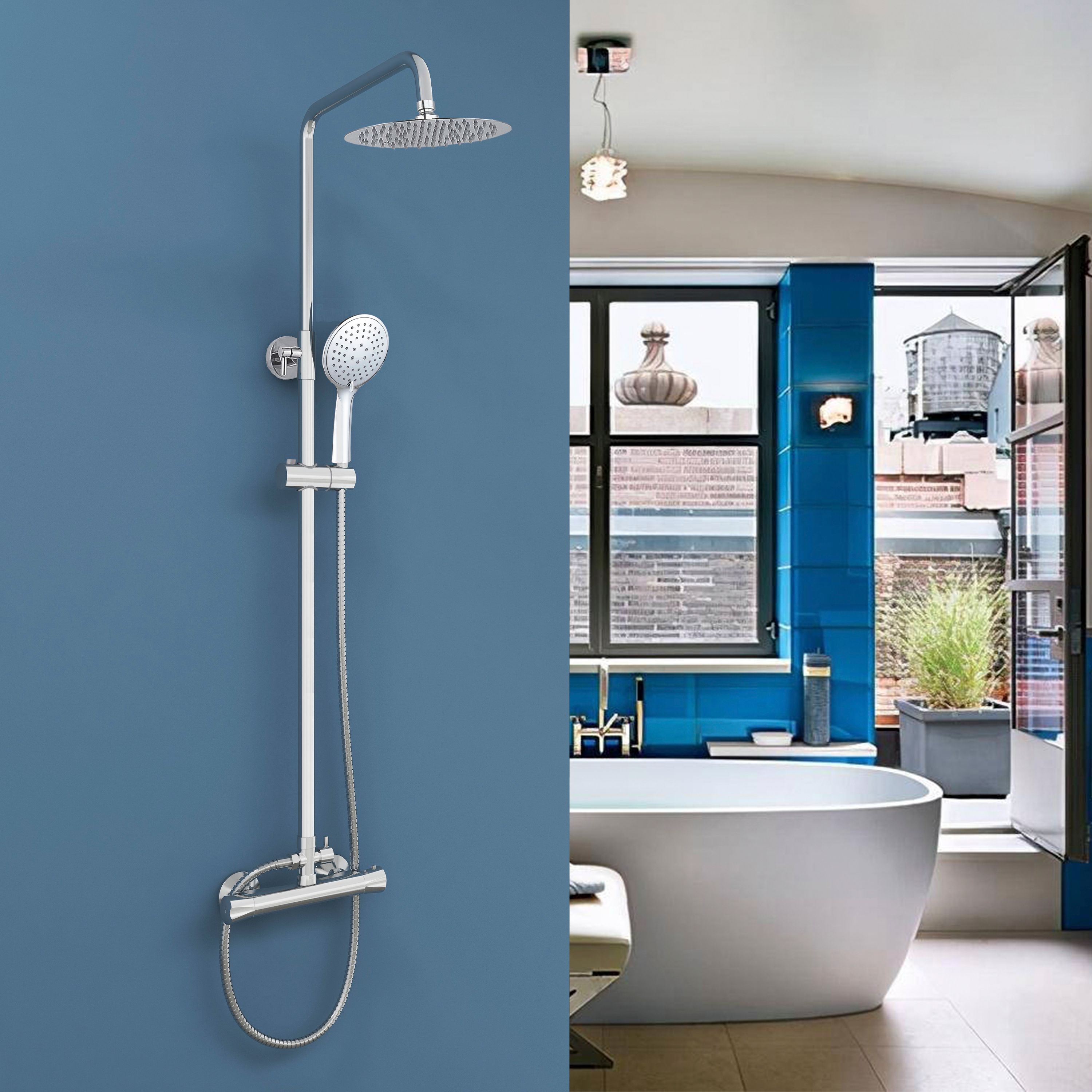 Aica Columna de Ducha Sistema de termostato a 38 Ducha Lluvia