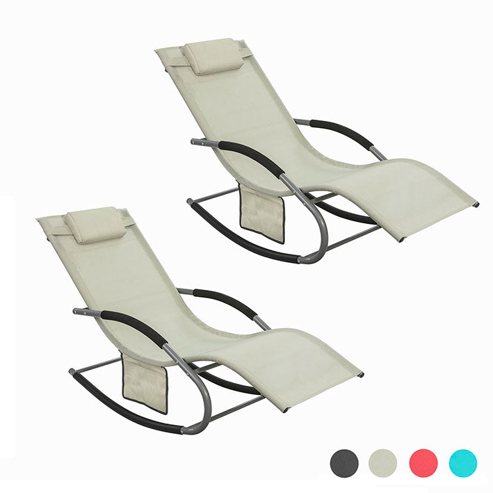 Set de 2 mecedoras,jardín mecedora con reposapiés, hamaca de jardín, tumbona ergonómica, beige, ogs28-mix2 sobuy es