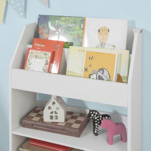 Librería Infantil para Niños con 4 Estanterías, Estantería Estándar Infantil,Blanco/Beige,H71cm,  FRG225-W SoBuy
