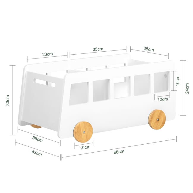 Caja con ruedas para top juguetes