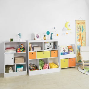 Estantería Infantil de Juguetes y Libros Librería Infantil con 1  Compartimiento Abierto y 1 Contenedor 66 x 32 x 80cm KMB51-W SoBuy ES