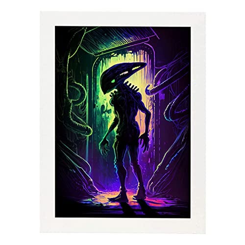 Cartaz Nacnic De Alien Em Ilustrações De Retratos E Desenhos Animados De  Personagens Famosos No Design Do Cinema E Decoração De Interiores A4 White  Fr