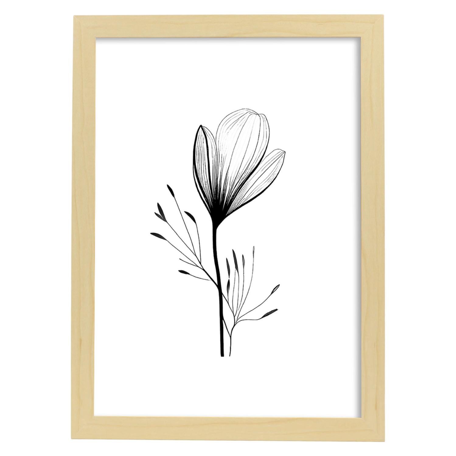 Nacnic Poster Pittorico Con Fiori E Piante - Stile Olio, Verde - Formato A4 (21x29.7 Cm), Carta Antalis 250g, Made In Spain