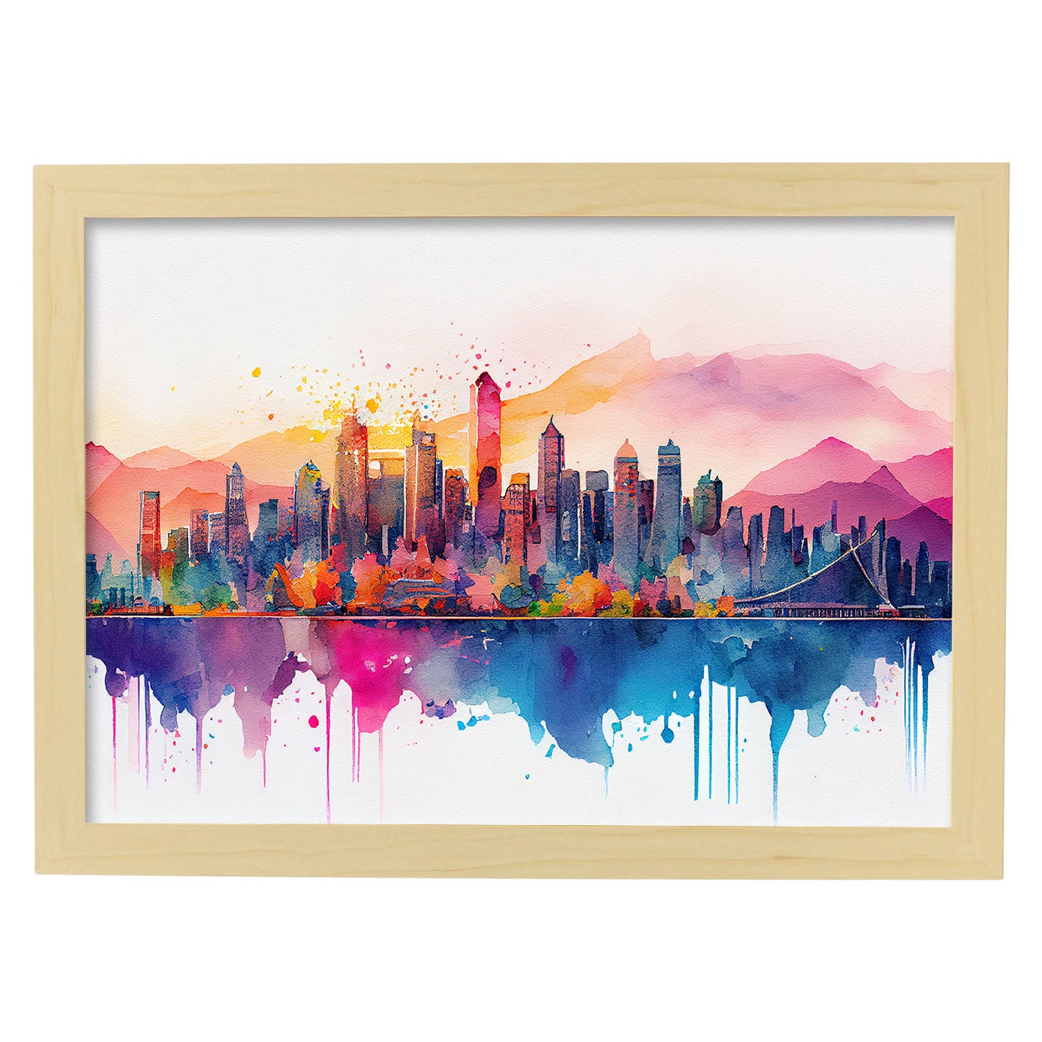 Poster Nacnico Di Vancouver In Stile Acquerello. Illustrazioni Originali A  Colori Di Città E Monumenti Del Mondo. Design Moderno E Decorazione D'inter