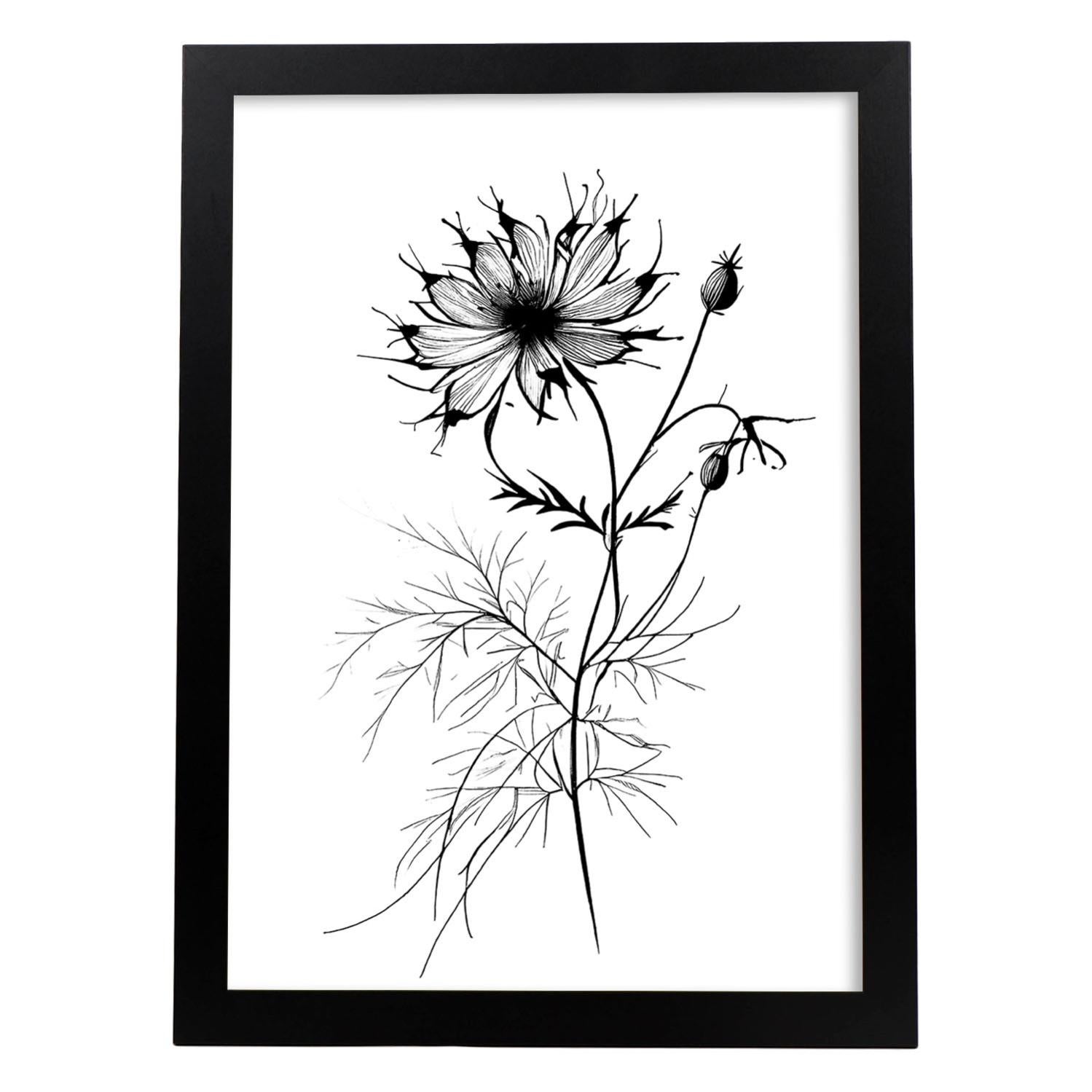 Nacnic Poster Pittorico Con Fiori E Piante - Stile Olio, Verde - Formato A4 (21x29.7 Cm), Carta Antalis 250g, Made In Spain
