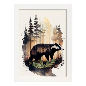Nacnic Singe Dans La Forêt Affiche En Impression De Style Aquarelle  Illustration D'animaux Dans L'art Mural De Paysage Naturel A4 Avec Cadre  Noir