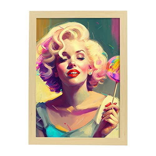 Nacnic Poster Di Marilyn Monroe In Stile Ritratto A Colori Cartoon  Illustrazioni Di Personaggi Famosi Nella Storia A3 Con Cornici In Legno  Chiaro