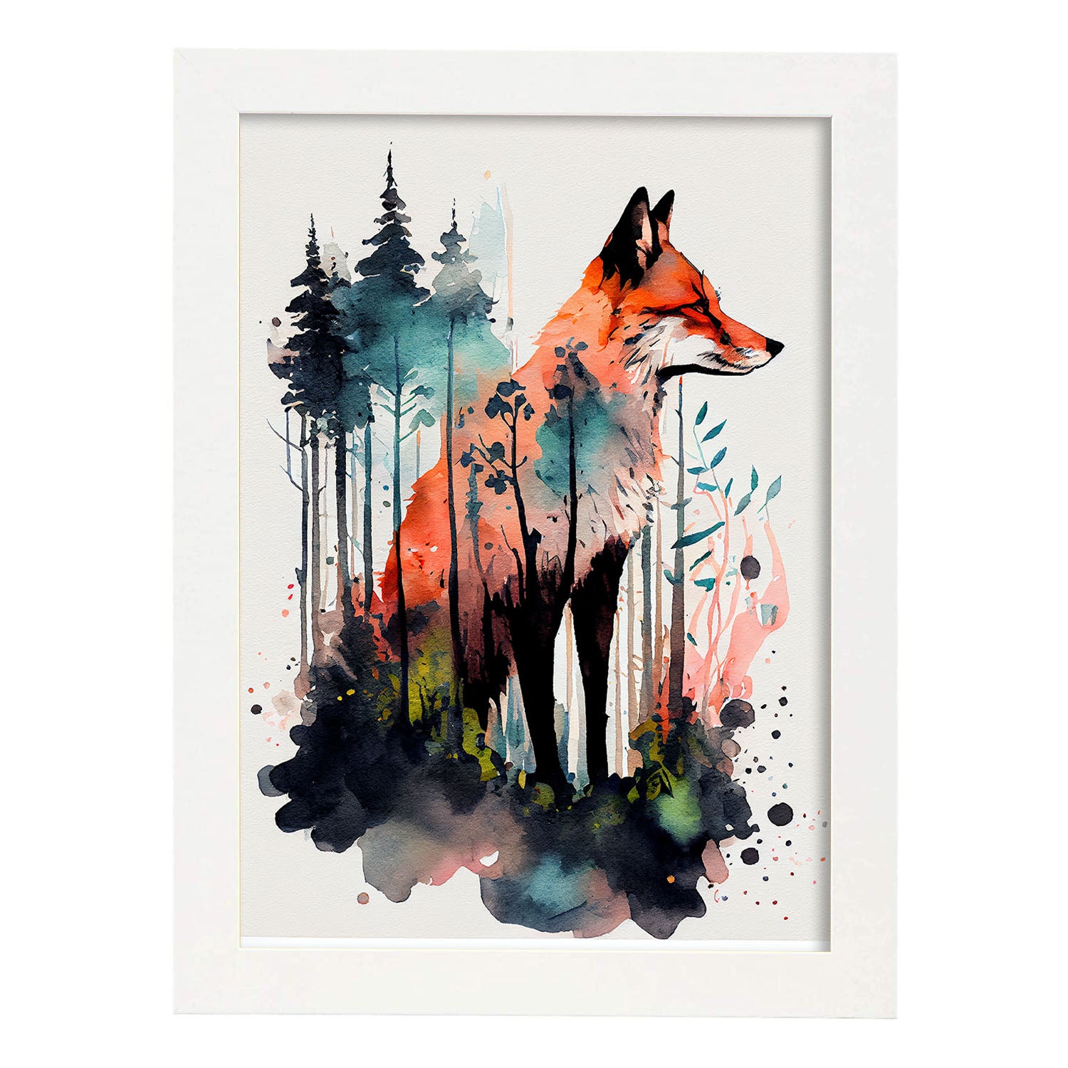 Nacnic Singe Dans La Forêt Affiche En Impression De Style Aquarelle  Illustration D'animaux Dans L'art Mural De Paysage Naturel A4 Avec Cadre  Blanc