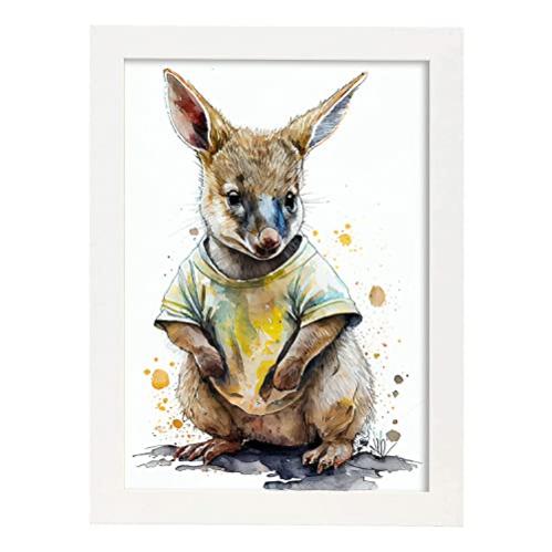 Nacnic Poster Di Sciacallo In Stile Acquerello Illustrazioni Di Simpatici Animaletti In Sfondi Bianchi Per Camerette A4 Con Cornici In Legno Chiaro | Leroy Merlin
