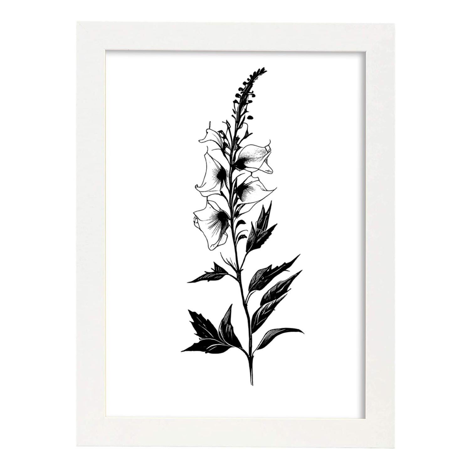 Nacnic Poster Pittorico Con Fiori E Piante - Stile Olio, Verde - Formato A4 (21x29.7 Cm), Carta Antalis 250g, Made In Spain