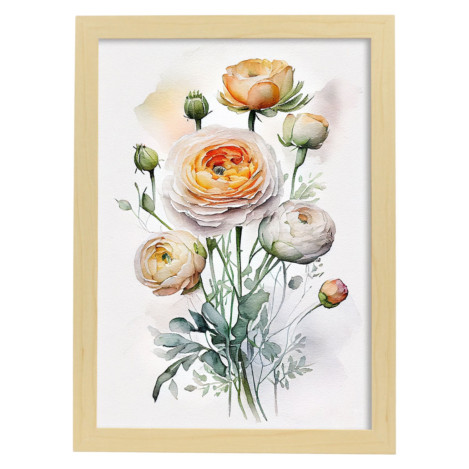 Nacnic Rododendro Poster In Stile Acquerello Fiore Pianta Botanica Sfondo  Bianco Stampe Artistiche Modello 1 A4 Con Cornici In Legno Chiaro