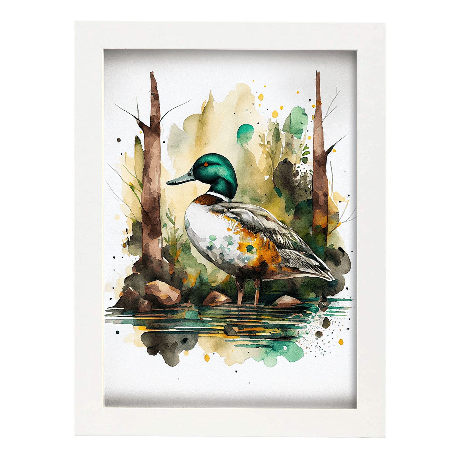 Nacnic Singe Dans La Forêt Affiche En Impression De Style Aquarelle  Illustration D'animaux Dans L'art Mural De Paysage Naturel A4 Avec Cadre  Blanc