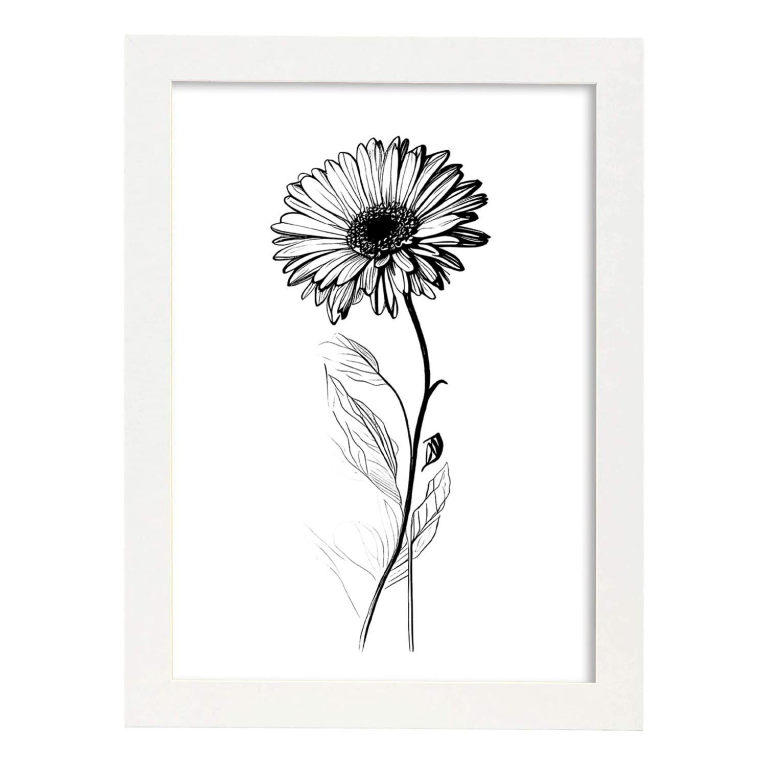 Nacnic Dalia Di Poster Botanico Di Piante Di Fiori In Bianco E Nero