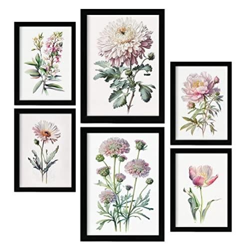 Set D'Affiches Botaniques Nacnic - Fleurs Jaunes Style Vintage - 2xA3 + 4xA4 - Imprimé Qualité Supérieure - Déco Murale
