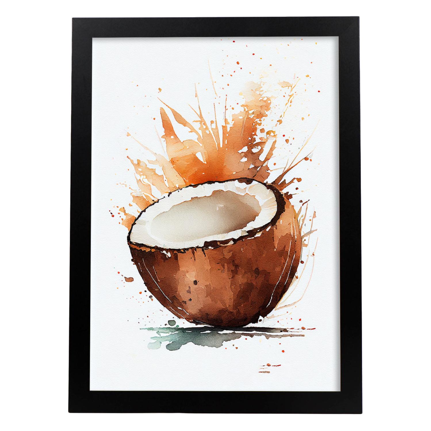 noix-de-coco-affiche-dans-le-style-aquarelle-fruits-illustration-fond