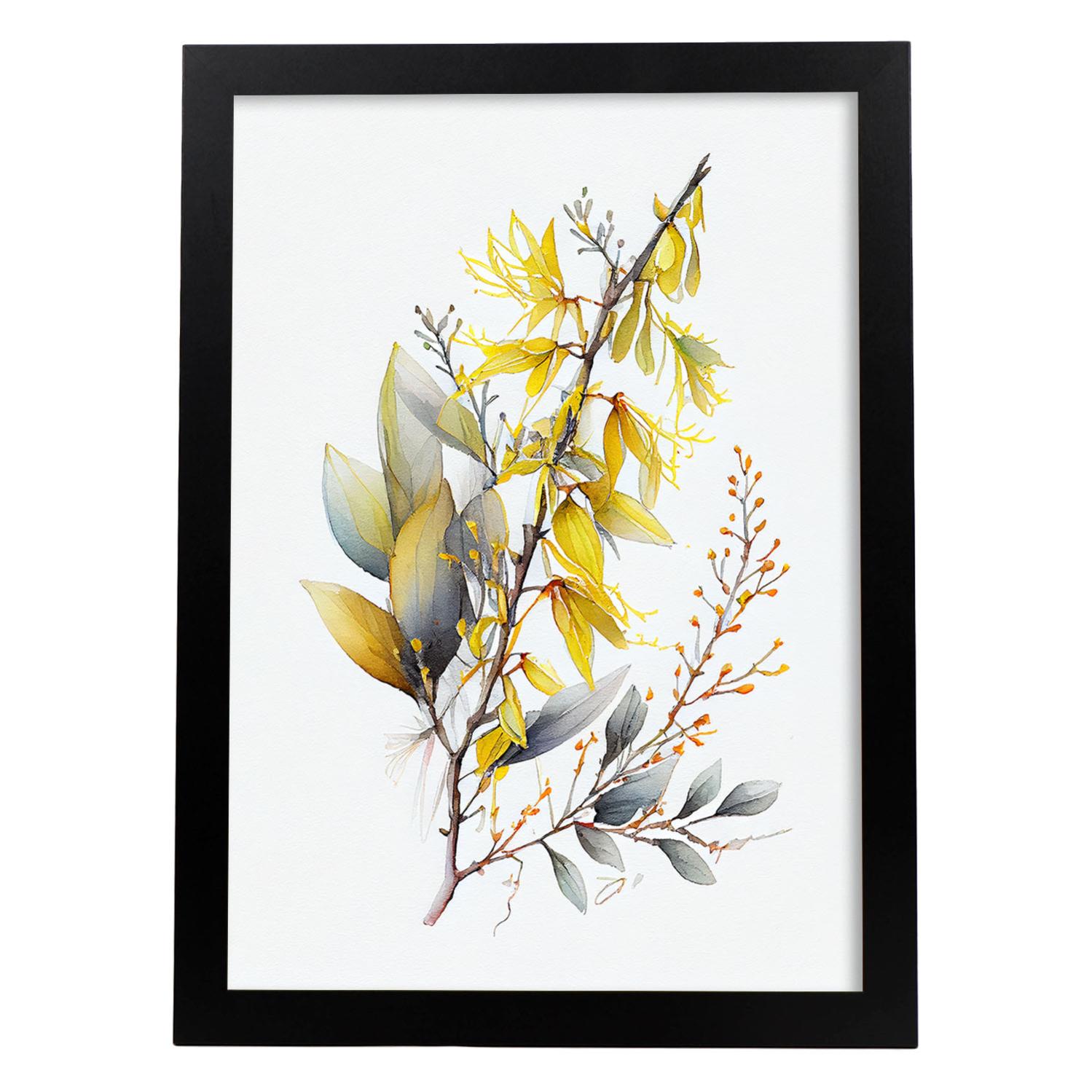 Poster Pêcheur à La Mouche Style Aquarelle Minimaliste - Déco Murale Nature Pour Salon, Bureau, Chalet