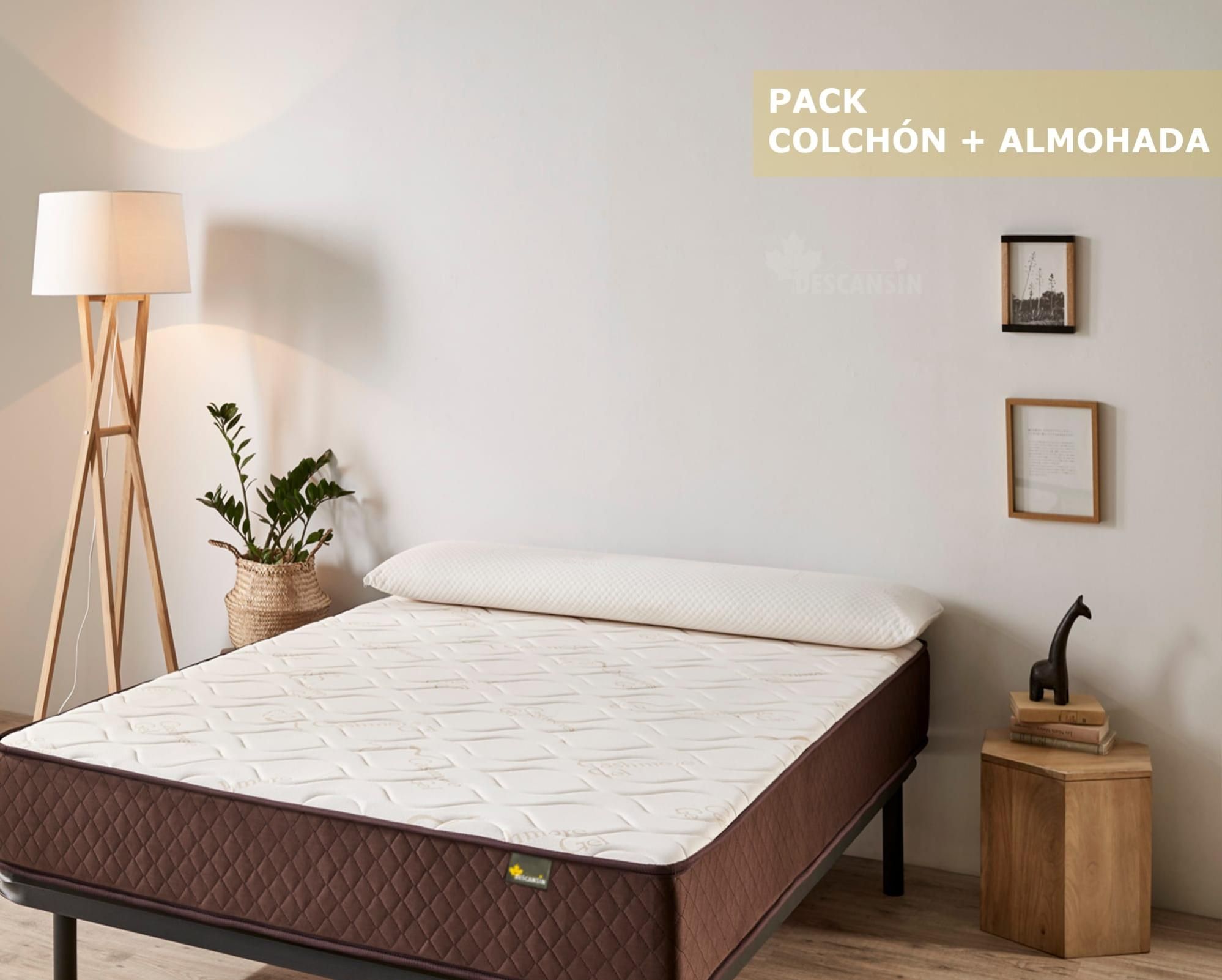 Pack Colchon 2 Almohadas Viscoelasticas 70 cm Descansin 140 x