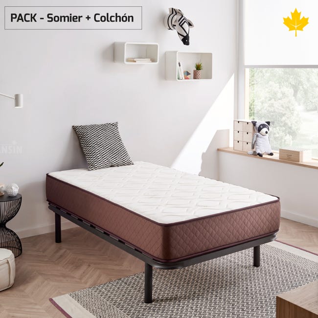 Pack Colchon + Somier Descansin | 150 x 190 |Ideal para Personas con Dolores de Espalda | Alta Firmeza | Silencioso Leroy Merlin
