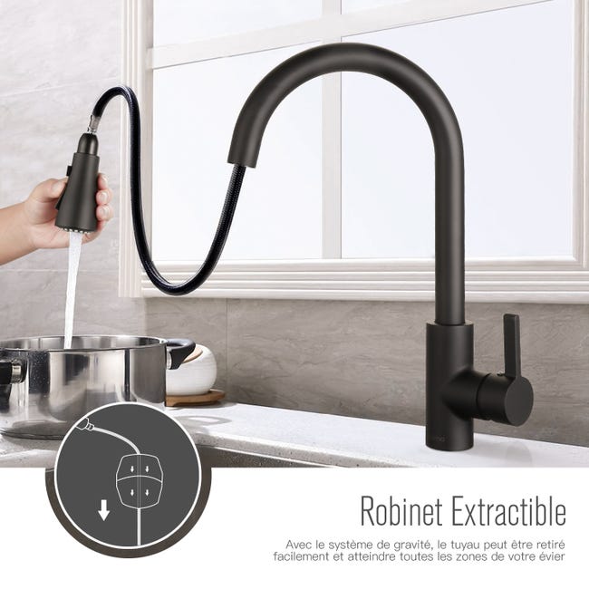 Elixir - Pulvérisateur de robinet flexible 360 ° Aérateur d'évier de  cuisine ABS Chrome poli pour eau chaude froide (argent) - Robinet de lavabo  - Rue du Commerce