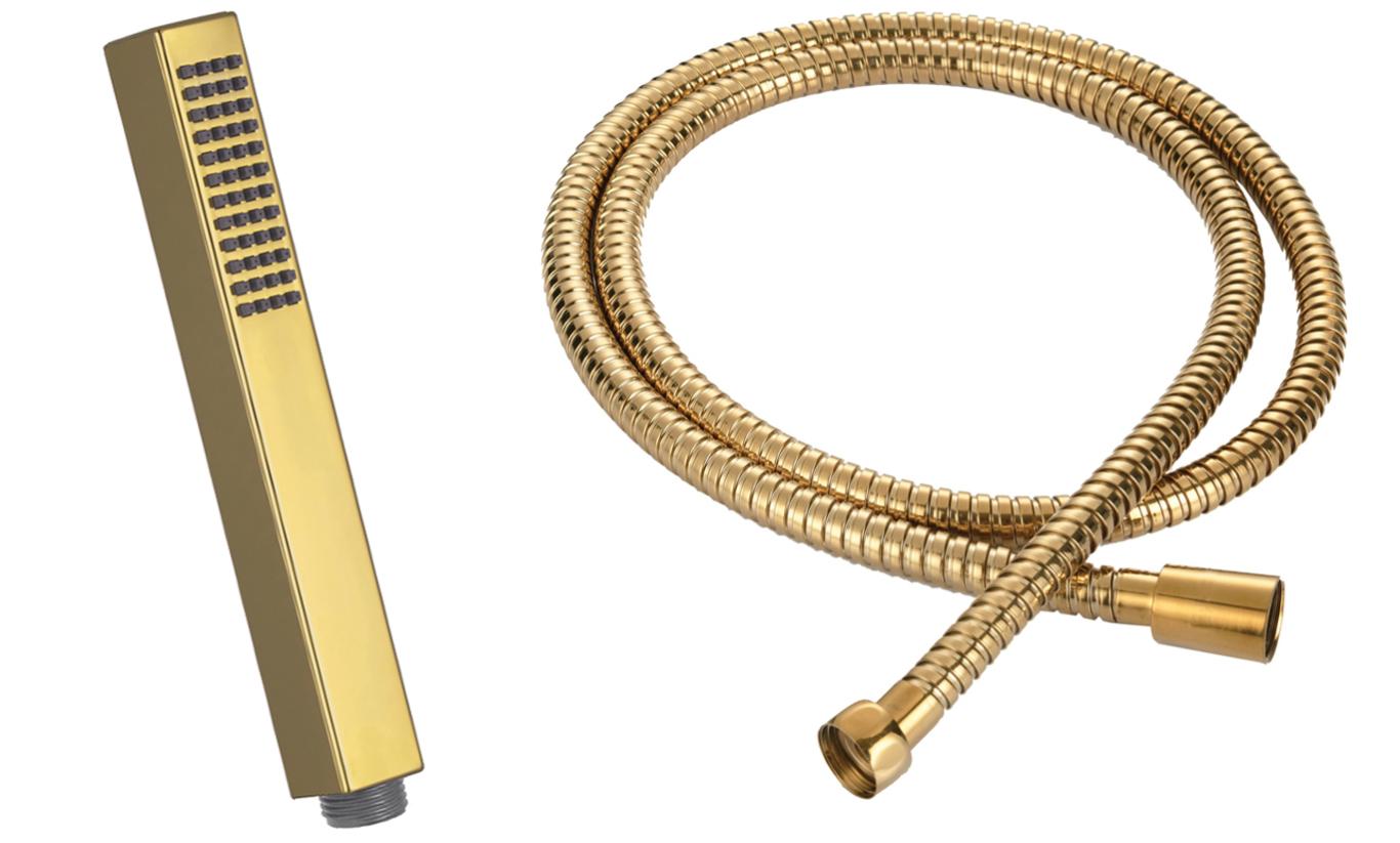 Pommeau De Douche Or Rectangle Avec Flexible De Douche Glamour Leroy Merlin