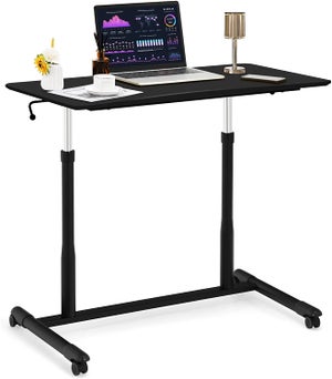 Duronic TM04F Table de Travail Assis-Debout, Support Ergonomique, Noir, Grande Surface 71 x 56 cm, Hauteur Ajustable 66 – 106 cm, 10 kg