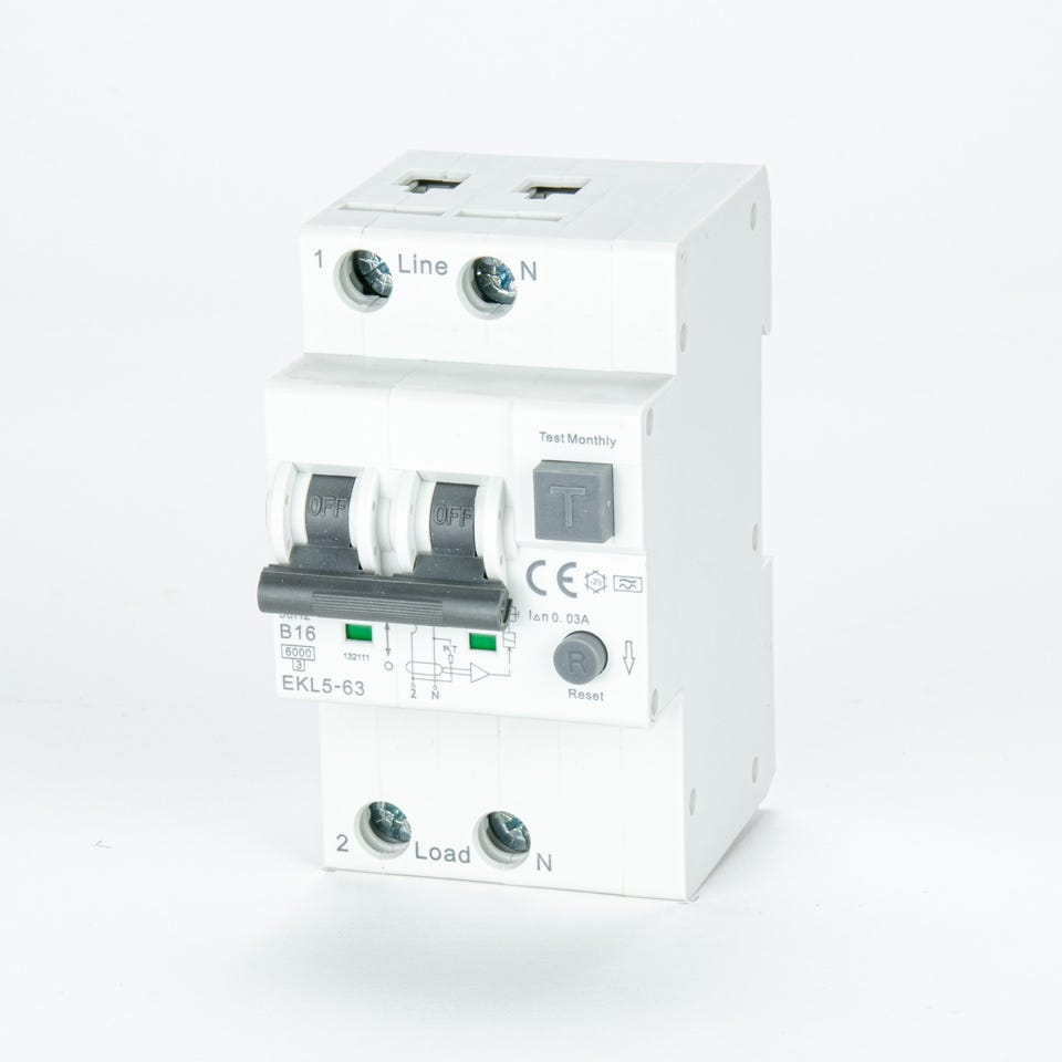 commutateur d'air Disjoncteur à courant résiduel 1 pièces 230V 1P + N avec  Protection contre les fuites de courant sur et court MCB Interrupteur  automatique (Size : 6A) : : Bricolage