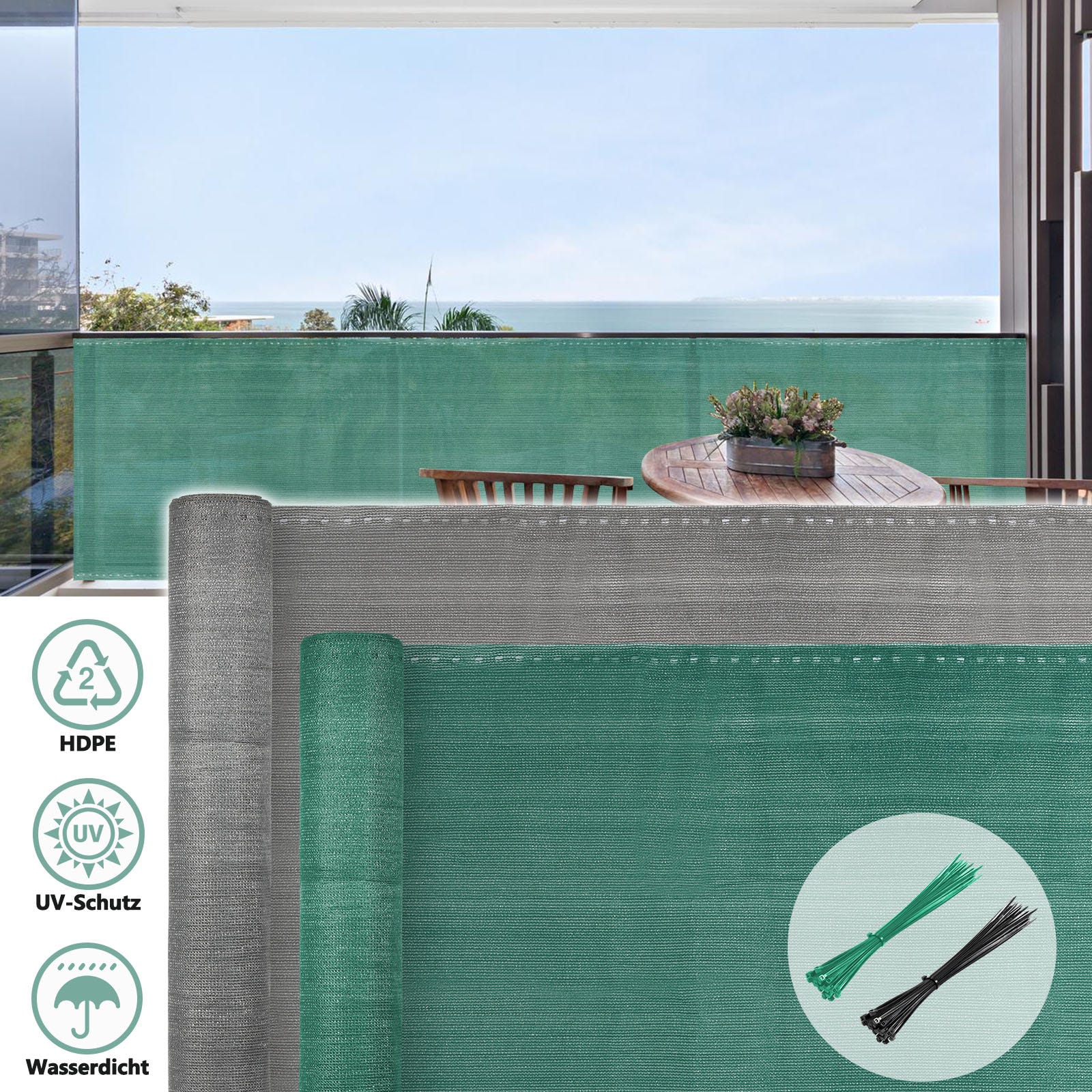 Brise vue Pour Balcon HDPE Jardin Terrasse Anti-UV Ecran de Balcon