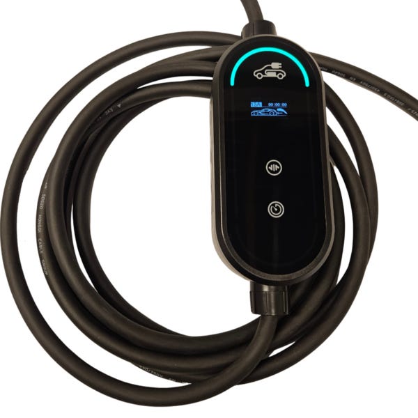 Câble de recharge portable voiture électrique type 2 vers prise CEE bleu  P17 - 7.4 kW