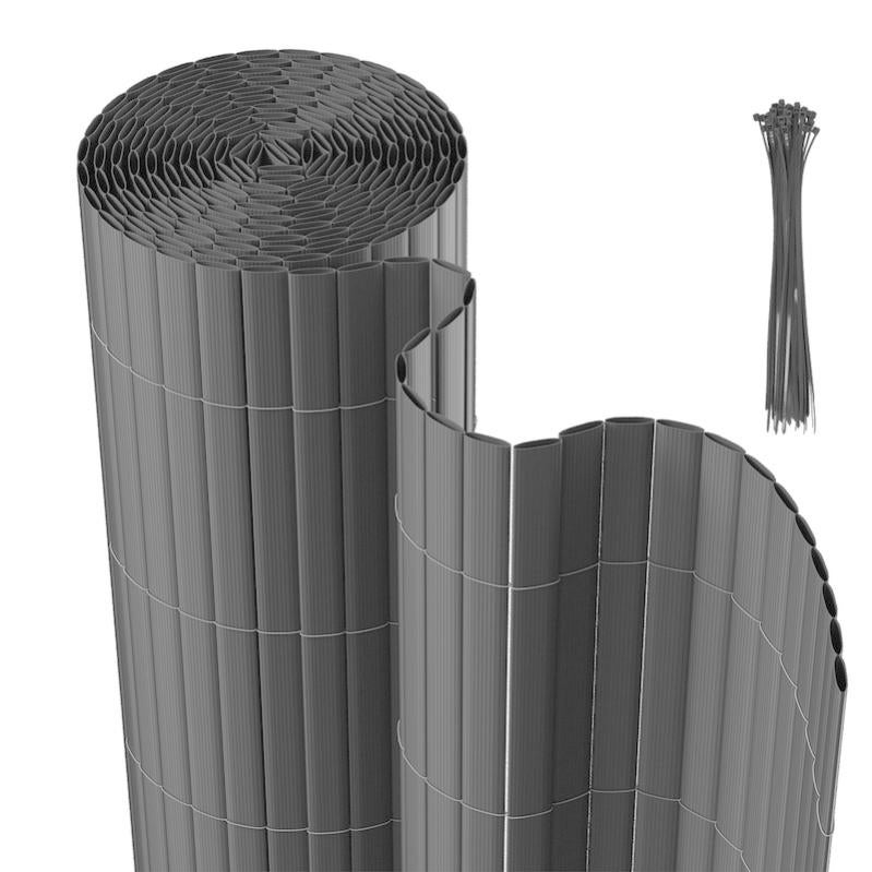 Canisse double face PVC,Gris anthracite,1.8 x 5 m,Résistant aux UV