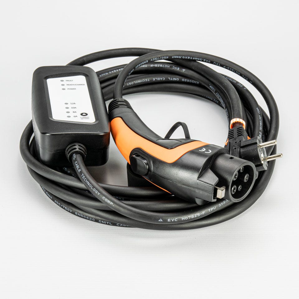 VEVOR Chargeur Ev Portable 2,3 kW Chargeur voiture électrique 250 V Câble  de recharge Type 2 Commutable Boîtier de Contrôle étanche Câble de Charge