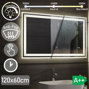 Specchio Da Bagno Rotondo Da 120cm con LED A+. Anti Nebbia. Touch. 3  Temperature Colore