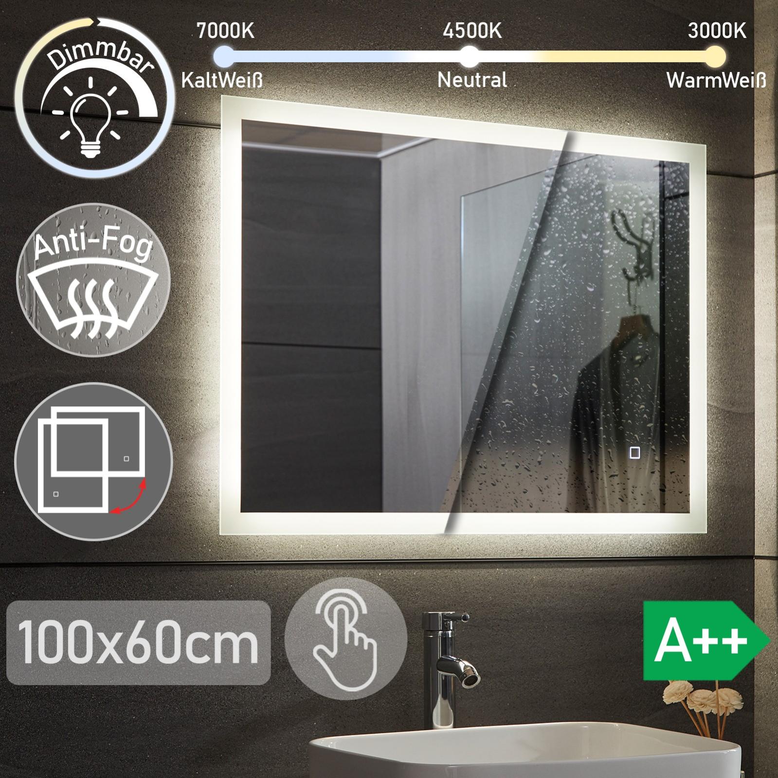 Specchio da bagno led 60 cm luce fredda retroilluminato - Rebelt