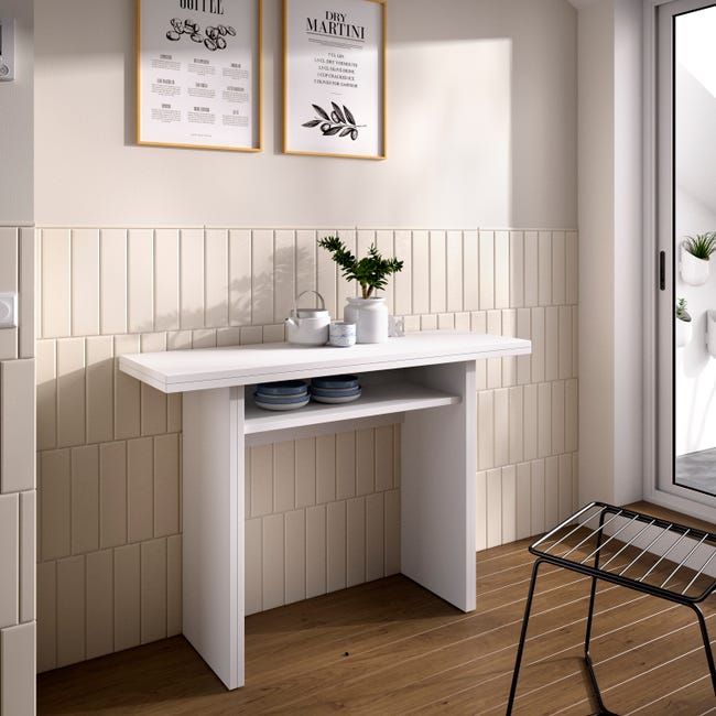Table console extensible pour cuisine salle à manger /Blanc 78x110x33-66 cm  - TALY
