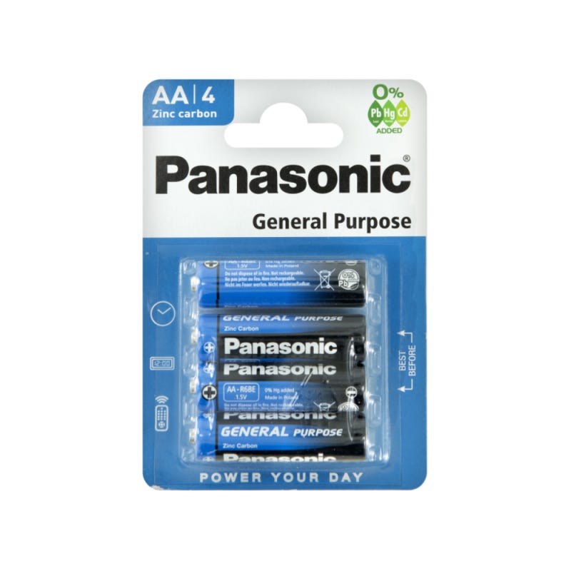 PANASONIC - 4 Piles AA LR06 Alkaline Power - Lot de 4 piles