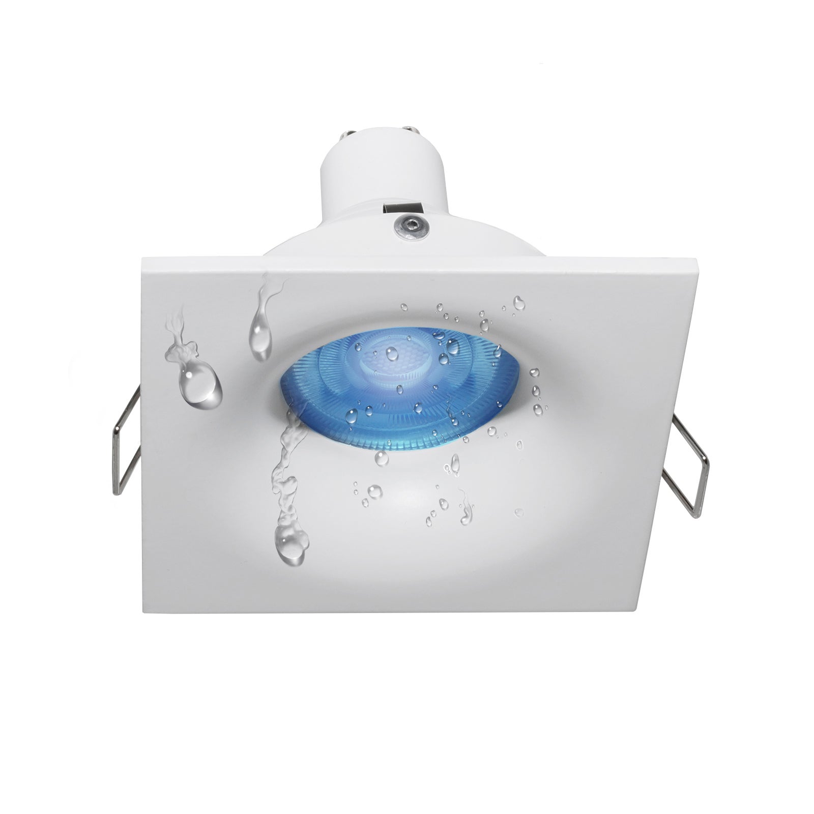 Faretto lampada LED 6W GU5.3 12V incasso IP65 cromoterapia box doccia bagno  turco sauna RGB 3000K QUADRATO