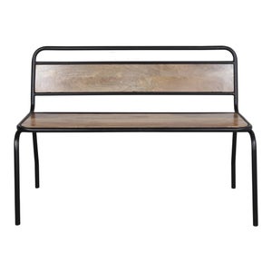 Banc industriel bois massif et métal noir L145 cm EDGE - Miliboo