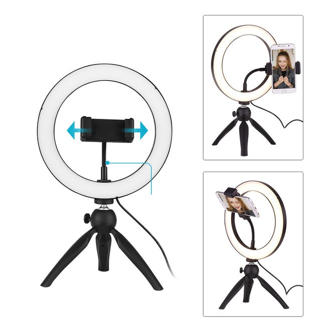 Ring Light Makeup Lamp 32cm 18W LED USB Portatile Selfie Fotografia  Supporto per telefono Treppiede Illuminazione per trasmissione in diretta  Vlogging