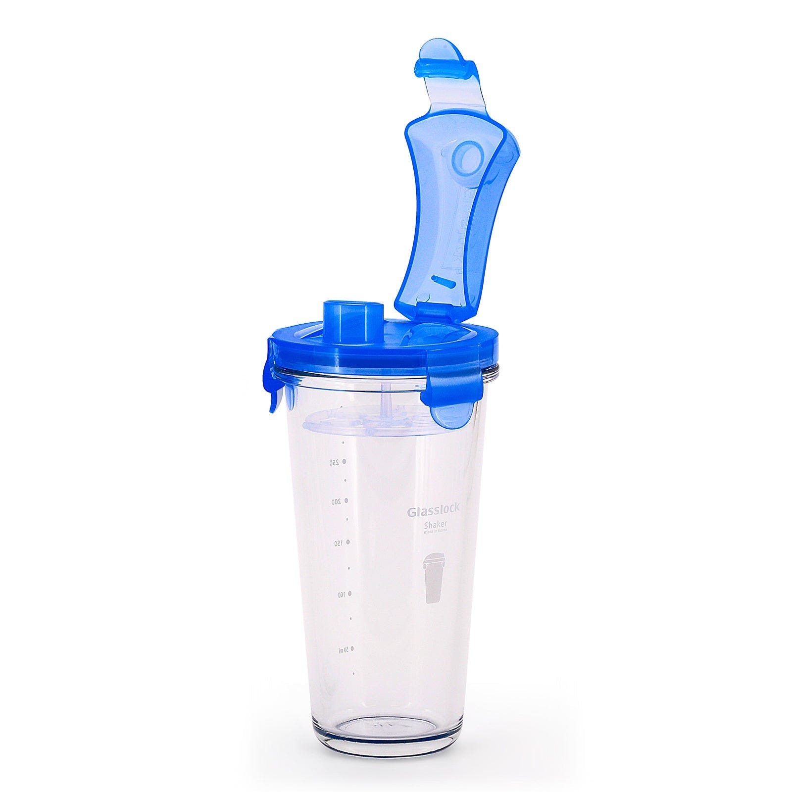 Glasslock Shaker - Vaso Mezclador de 450 ml en Vidrio Templado con Tapa.  Azul | Leroy Merlin