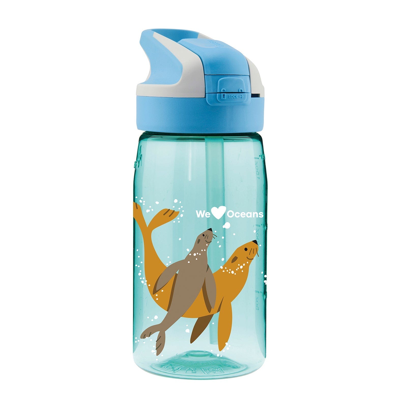 LAKEN We Love Oceans - Botella de Agua Infantil 0.45L en Tritán. Fokis