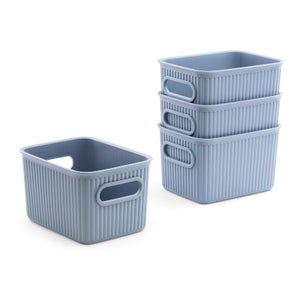 Plastic Forte Serie Blue - Set de 4 Cajas de Ordenación Multiusos de 5L.  Azul