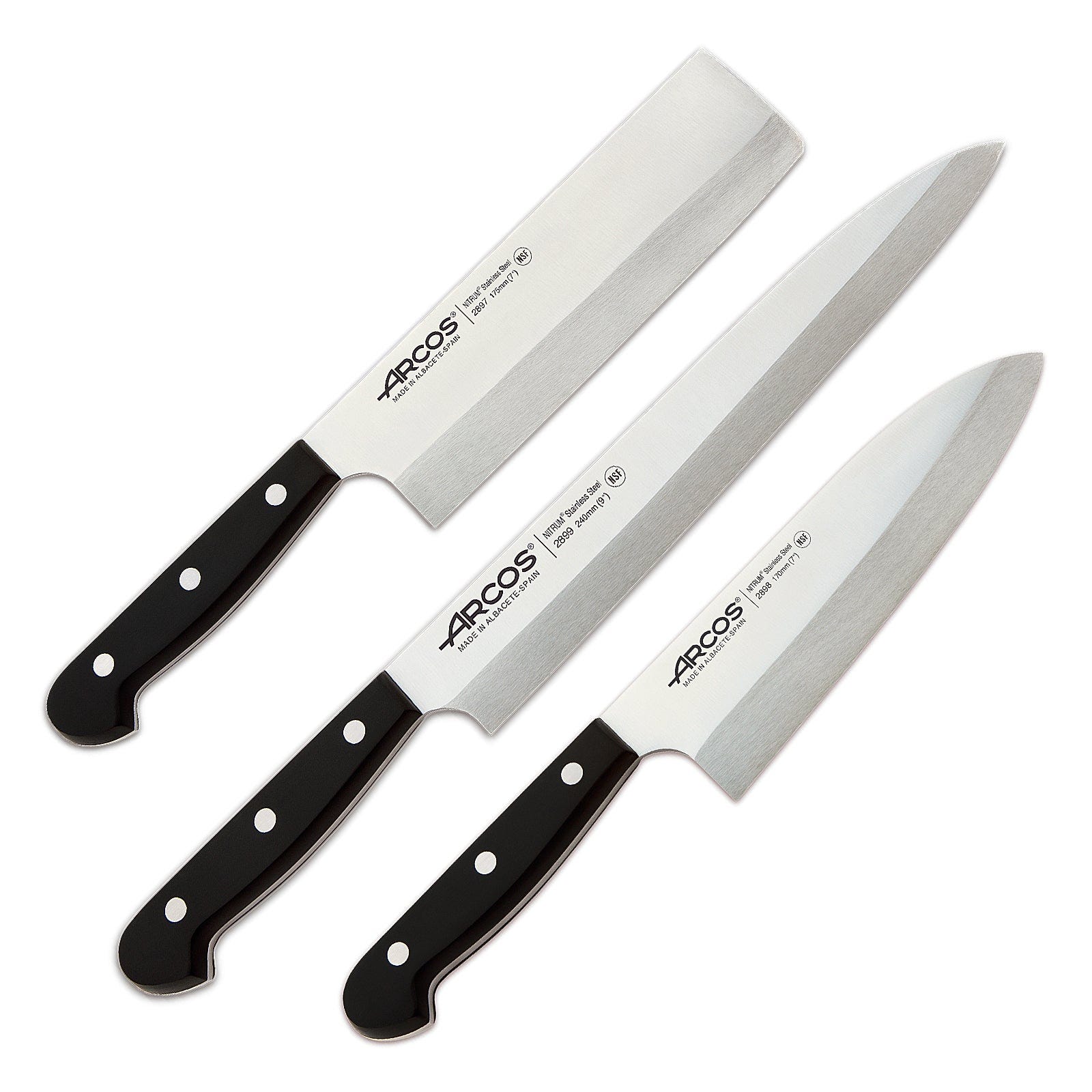 ⇒ Cuchillos forjados arcos estuche 3 uds serie clara ▷ Precio. ▷ Comprar  con los Mejores Precios. Ofertas online