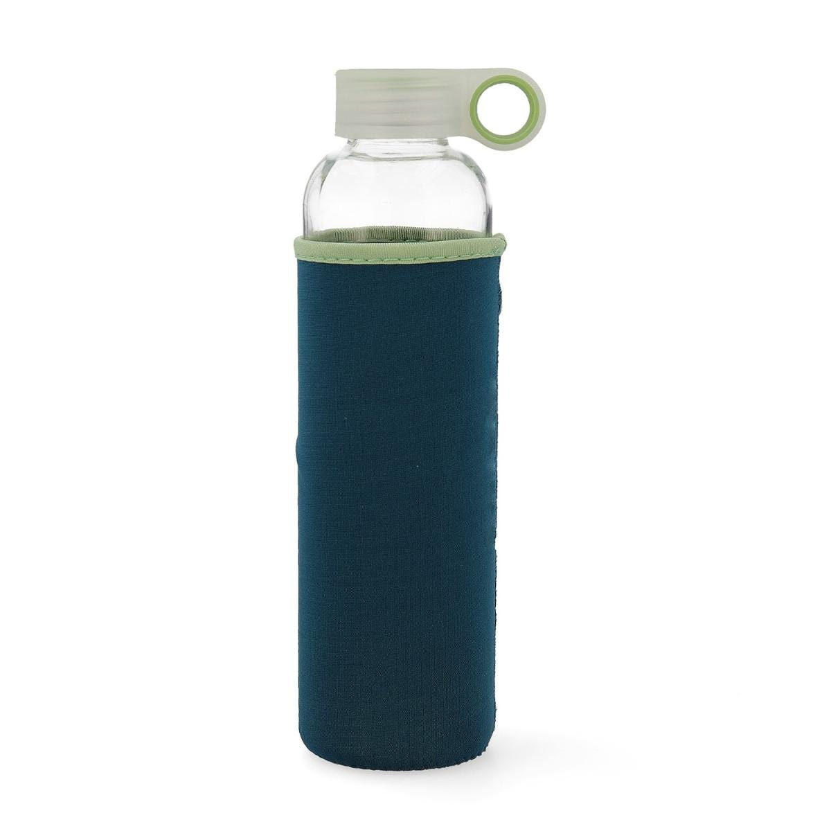 Botella Agua de Cristal, Capacidad De 360 ML. Libre BPA, Con Funda Goma y  Tapon Antigotas
