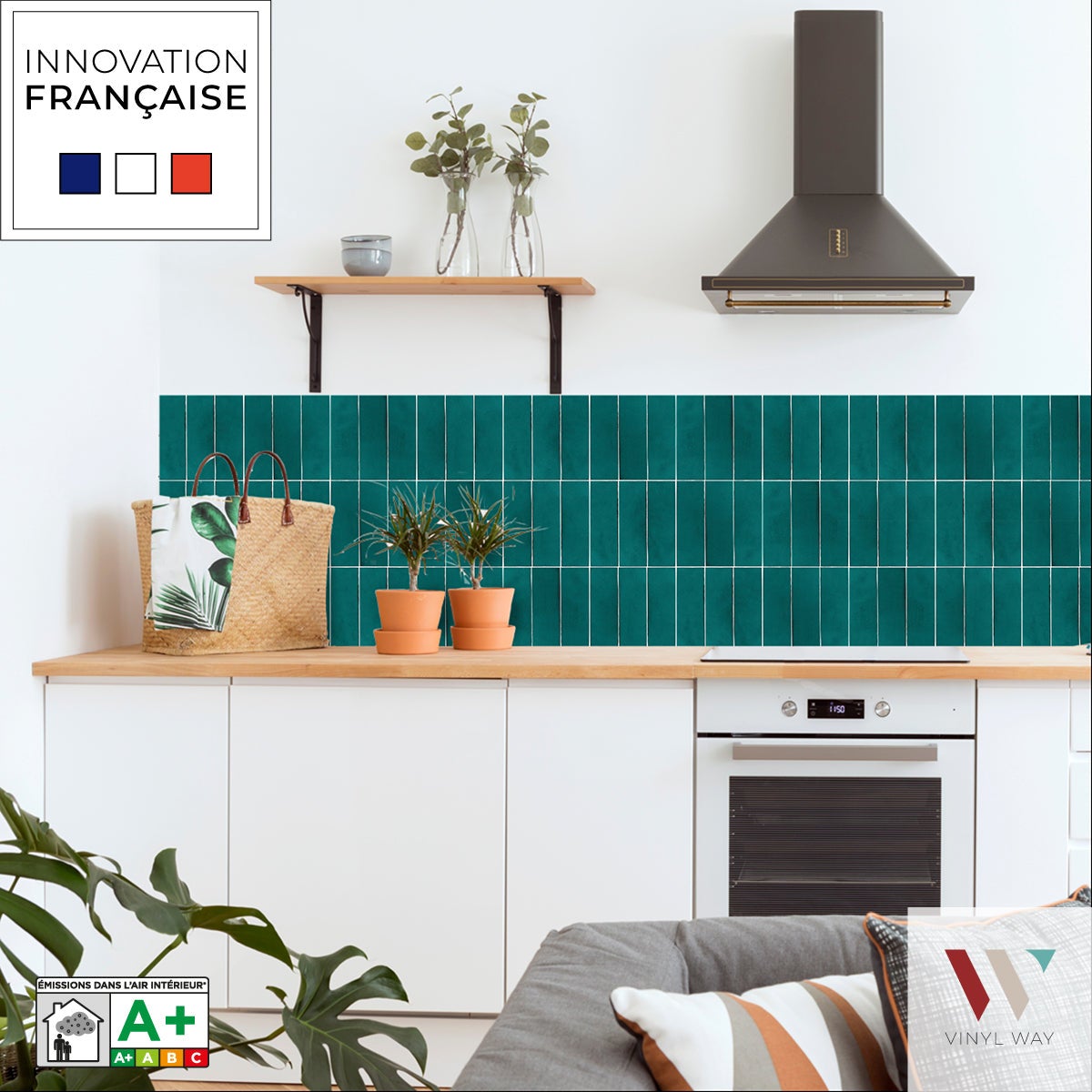 8 carreaux adhésifs 20x20cm Jehda Zelliges Rectangles bleu pour