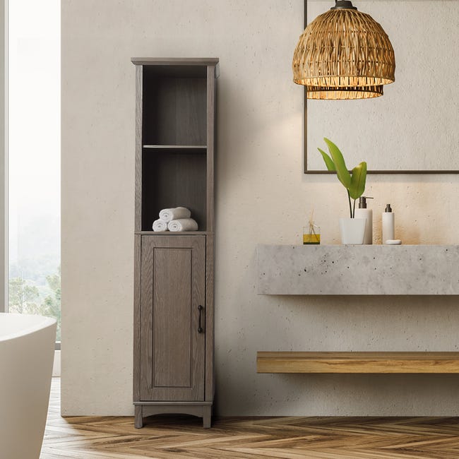 Meuble de rangement salle de bain avec panier à linge intégré - H175 cm