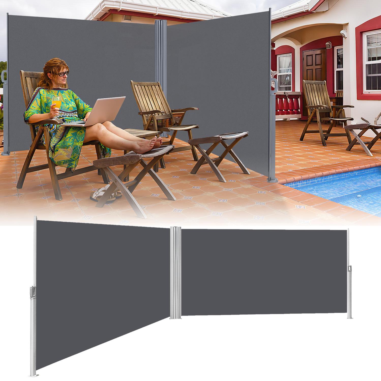 Froadp Store Latéral Extérieur Pour Véranda 180x600cm - Polyester Résistant Anthracite - Brise-vue Terrasse