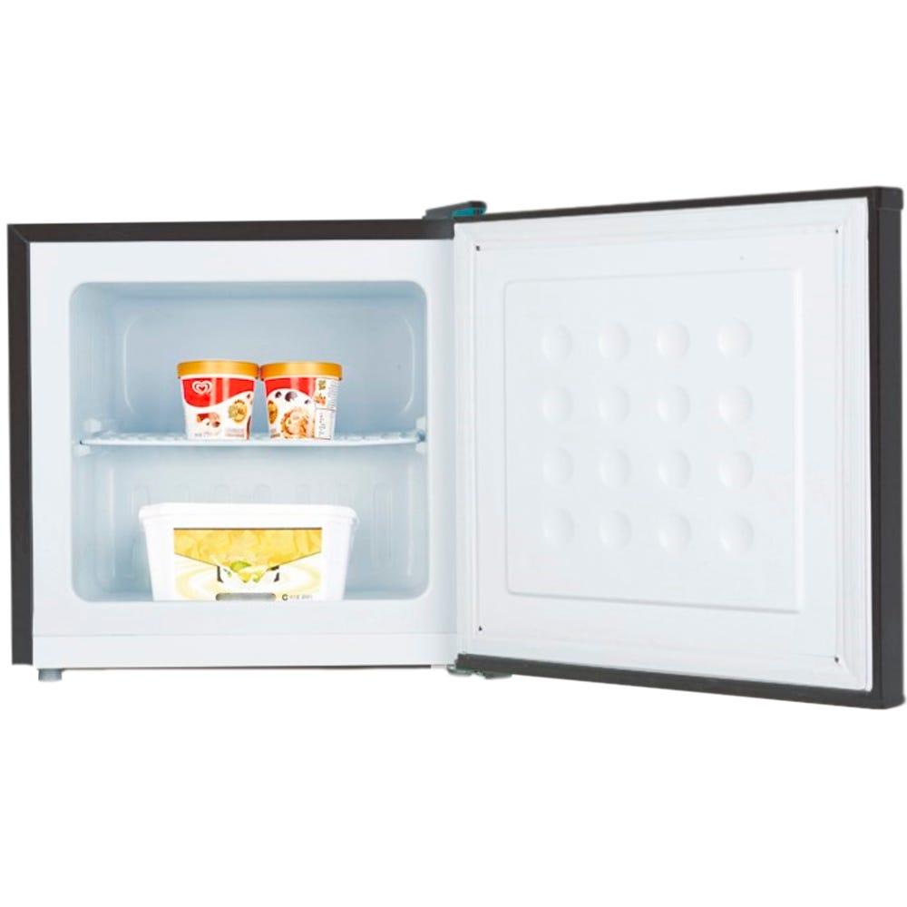 Mini congelador encimera 2.1 Cu.ft pequeño congelador vertical negro  compacto congelador vertical con puerta individual reversible, estantes