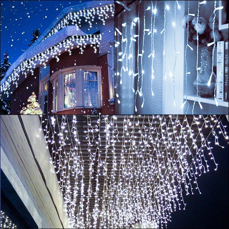 Guirlande lumineuse d'extérieur et Interieur, Blanc chaud，10M 200 LED Sapin  Prise Modes Étanche Guirlande Décoration pour Chambre, Noël, Mariage