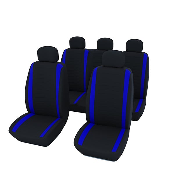 Set Completo Coprisedili Auto Poggiatesta Universali Poliestere Nero Set Completo Coprisedili Auto Poggiatesta Universali Poliestere Nero