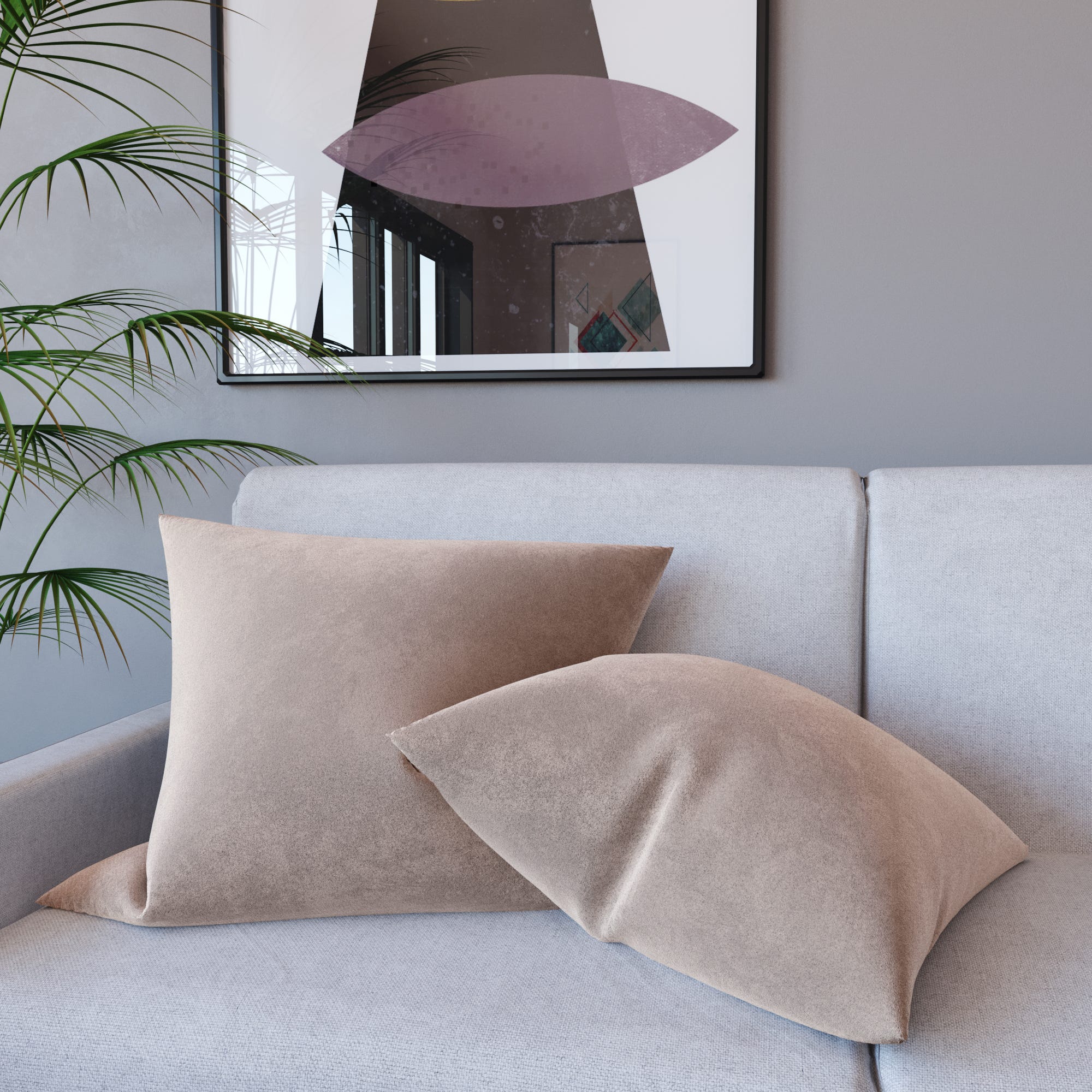 Eleganti cuscini decorativi sul divano grigio all'interno Foto
